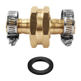 Aulpq 3/8" Garden Hose Repair Kit, Female Garden Hose Thread Swivel -with Stainless Steel Clamps -Brass -3/8" Barb x 3/4" GHT