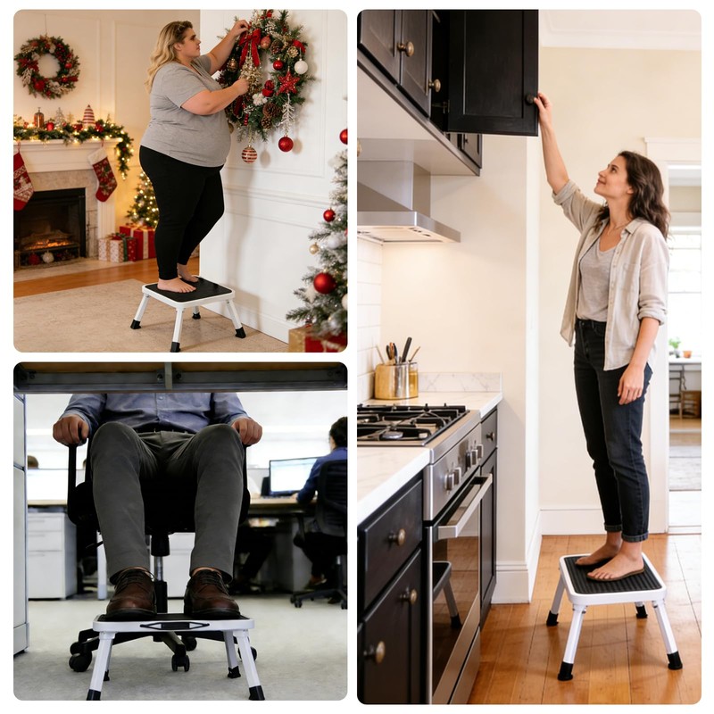 Simple Deluxe Step Stools Foldable, Heavy Duty Foot Stool with