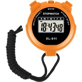 Stopwatch Timer Multi-Function Digital Handheld Sports watch Visual Timer Alarm Counter Pure Waterproof Display Referee Kit for Coaches Swimming Running Sports Training- Referee stopwatch (ORANGE)