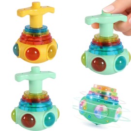 Spinning Tops for Children, Pack of 2 Music Spinning Tops for Babies and Toddlers, Promote Motor Skills and Cause-Effect Understanding, Yellow and Green, 8 x 8 x 12 cm