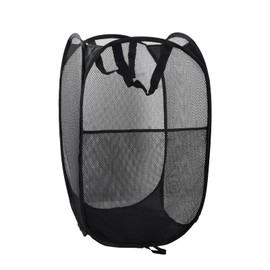 Anseom Wäschekorb Faltbar, Pop-Up Wäschesammler mit Henkel Schwarz Tragbarer Netzstoff Wäschekorb, Wäschekörbe für die Aufbewahrung von Kleidung und Kleinigkeiten für College Dorm Camping und Reisen