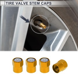 RATCHROLL 4 Pcs Tire Valve Stem Caps Stylish 8x13mm Tyre Valve Dust Covers Cute Cat Pattern Gold Tone Aluminum Alloy Epoxy Resin