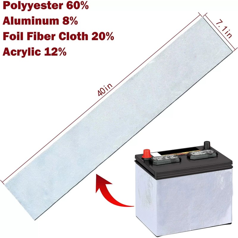 AIRSBOGE Universal 40*7 Inch Car Battery Insulation Blanket Wrap Kit