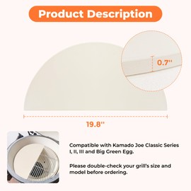 19.8'' Half-Moon Ceramic Heat Deflector Plates for Kamado Joe Accessories