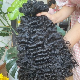 2025 Raw Human Hair Bundle Burmese Curly Natural Wave Hair Summer Curly Bundlesstyle: raw hair, color: 1pcs bundle Burmese curly, Stretched Length: 10 Inches