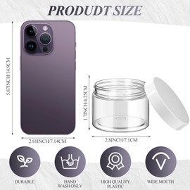 SATINIOR 6 Pack 3 oz Plastic Jars Containers with Lids Wide-mouth Refillable Leakproof Reusable Round Empty Jars for Travel Cosmetic Dry Food Spice Candy Cookie Home Kitchen Organizing(White)