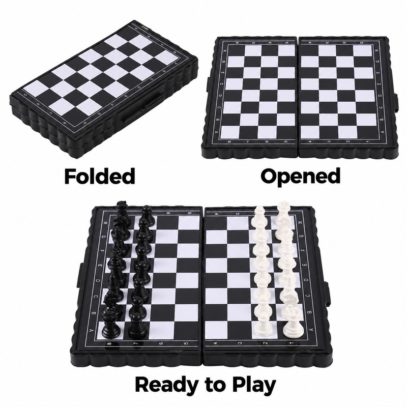 Mini Magnetic Chess Set Folding Magnetic Plastic Chessboard Board Game