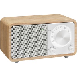Sangean WR-301 Wide FM Compatible FM Radio Bluetooth Speaker (White Oak/Pearl White)