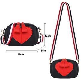 Kids Crossbody Purse Wide Shoulder Strap Red Heart-shaped Mini Shoulder Handbag for Women Little Girls Boys, Black, Stylish