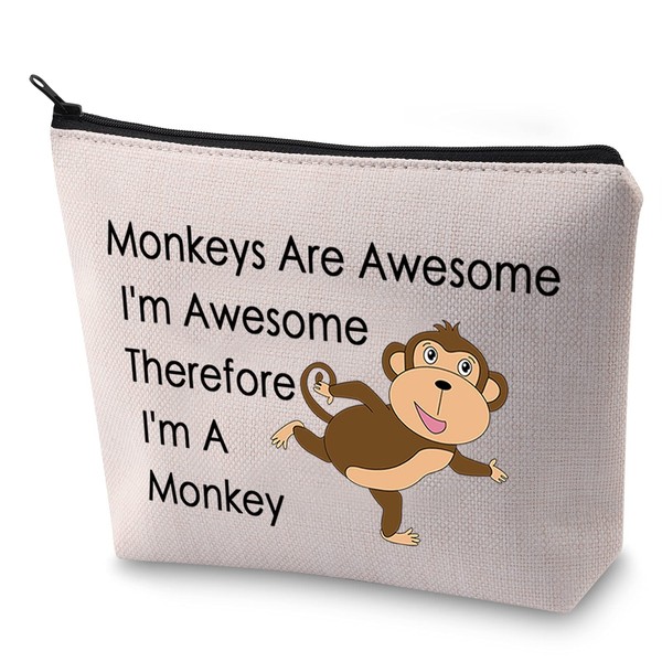 BLUPARK Divertido regalo de mono para los amantes de los monos son impresionantes, soy impresionante, por lo tanto, soy un mono, bolsa de maquillaje para amantes de los animales, Soy un mono,