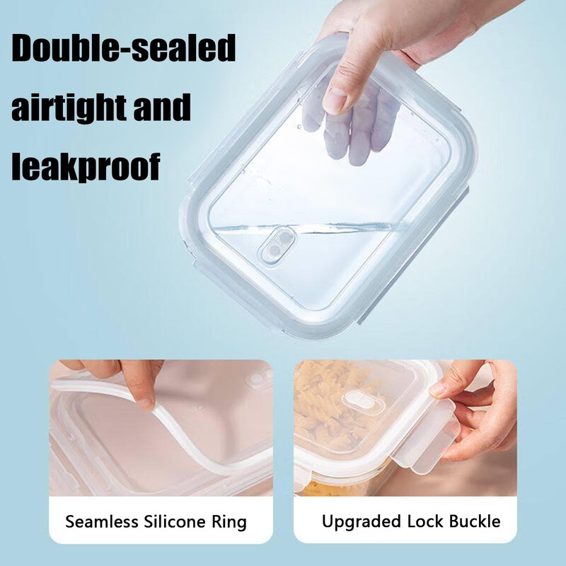 SCWBOEII 4Pack 24oz/0.7L/3cup Glass Food Storage Containers with Lids Leak-proof,