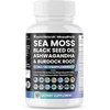 Sea Moss 3500mg Black Seed Oil 3000mg Ashwagandha 1500mg Turmeric 1000mg Bladderwrack 1000mg Burdock 1000mg, Vitamin C & D3 with ACV Chlorophyll Elderberry Manuka Dandelion Yellow Dock Vegan Caps USA