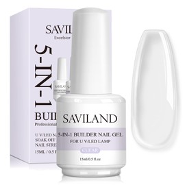 Saviland 5 in 1 Clear Builder Bases Gels-15ml Quick Building Nail Strengthener Gel U V/LED Nail Thickening for Broken Nails Repair Nails Extension Nail Decoration Professional Supplies