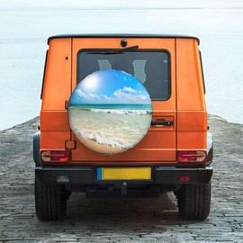 Sunny Beach Spare Tire Cover 15 inch Wheel Beautiful Beach Protectors Weatherproof Universal for Trailer Tire Cover Rv SUV Truck Camper Travel Trailer