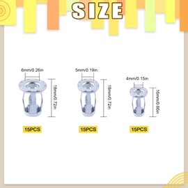 Mardatt Pack of 45 M4 M5 M6 Expansion Insert Nuts Kit, Petal Nuts Union Nut Screw Anchor for Hollow Wall Plastic Polywood Pressboard Hardboard (M4/M5/M6 - Silver)