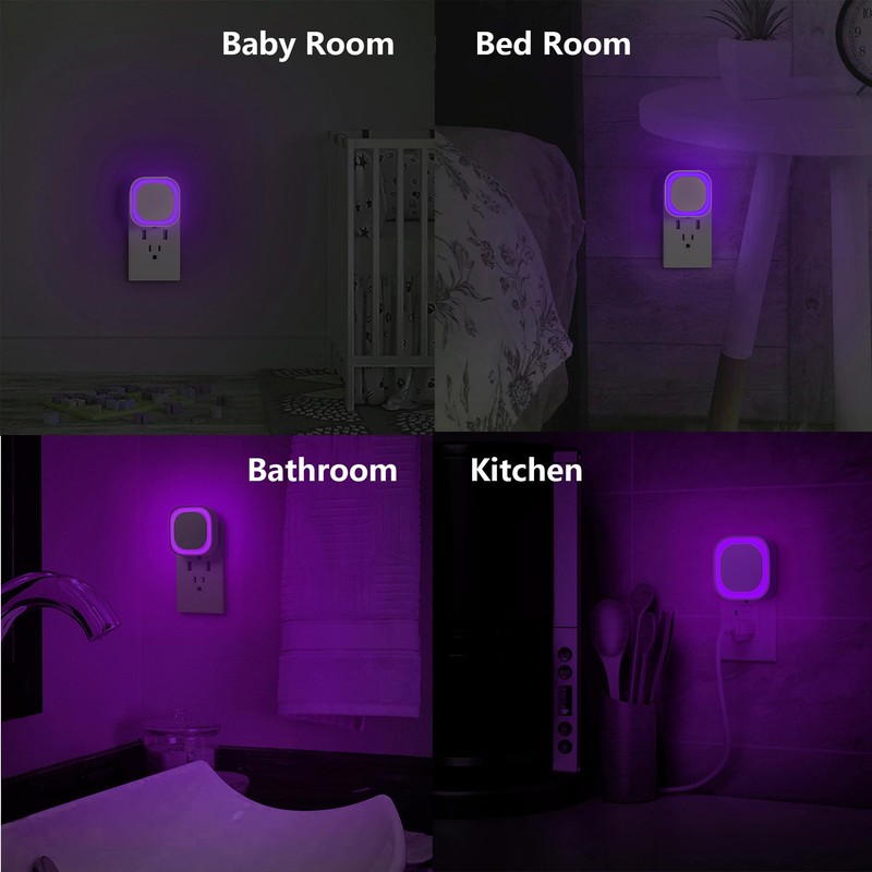 YUNLEX 2 Pack Plug in Dimmable Night Light, Square Nightlight,
