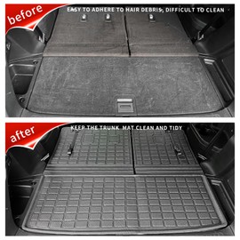 Thinzyou Floor Mats Compatible with 2023 2024 Honda Pilot Cargo Mat Trunk Mat Trunk Liner TPE All Weather Back Seat Cover Protector Pilot Accessories (Trunk Mat with Backrest Mats+Floor Mats)
