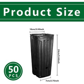 RunNico 50pcs Plastic Deep Plant Nursery Pots, 9.44”Tall Tree Pots,Black Deep Seedling Container Pots with Drainage Holes for Indoor Outdoor Gardening (3.93" Wx9.44 H)