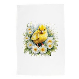 Purely Home Floral Chick Tea Towel - Farm Animals & Flowers Nature Gift/Present - Panama Cotton Kitchen Dish Towel/Drying Cloth - 67cm x 45cm