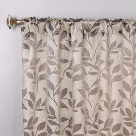 Superior Blackout Curtains, Room Darkening, Bedroom, Drapes, Kitchen, Living Room Window Accents, Sun Blocking, Thermal, 2 Pack, Leaves Blackout Back Tab Curtains, Set of 2, 52" x 84", Espresso