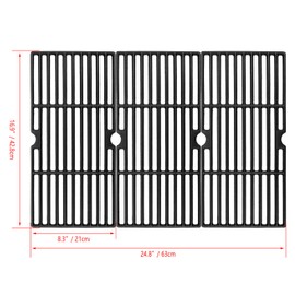 Hisencn Grill Grates Replacement for Charbroil Advantage 463343015, 463344015, 463344116, Kenmore, Advantage Gas2coal Parts 463340516, G467-0002-W1, 16 15/16" Cast Iron Cooking Grids, 3-Pack