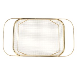 Stainless Steel Strainer, Serving Basket Over the Sink Kitchen Utensil with Handles, Fine Mesh Expandable Colander, Gold (Gold)
