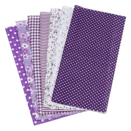 PATIKIL Cotton Fabric Bundles, 7 Pcs 20 x 20 Inch Pure Cotton Fat Quarter Floral Printed Precut Fabric Squares for Sewing Patchwork Quilting DIY Crafts, Purple