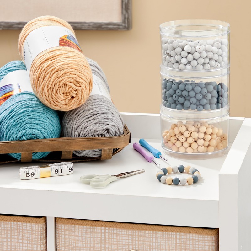 STORi Bella Stackable Clear Plastic Container (Set of 3) Round