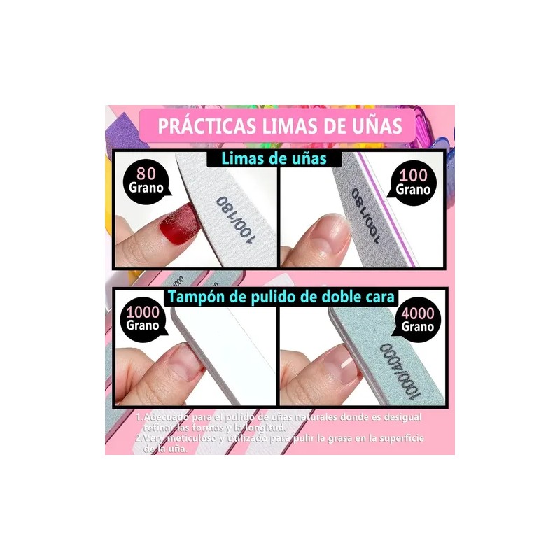 12 Pcs Limas Para Uñas Manicure Y Limas Para Uñas