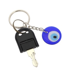 EMSea 20 pieces Turkish blue evil eye key chain craft glass with key ring hanging decoration charms pendant good luck amulet jewellery accessories, blue