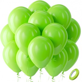 Bezente Lime Green Latex Party Balloons - 100 Pack 12 inch Light Green Balloons Round Helium Fruit Green Balloons for Birthday Dinosaur Jungle Baby Shower Party Decoration