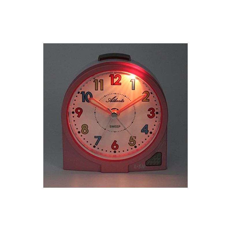 Atlanta 2127/17 Children's Alarm Clock without Ticking Analogue Girls Pink