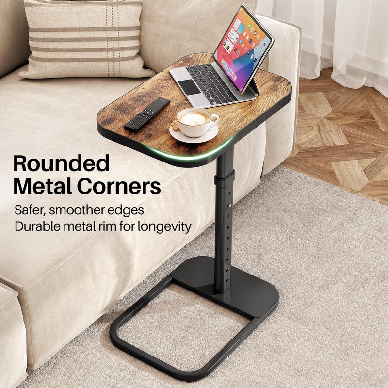 Kitstorack TV Tray Table, Adjustable Height & Flip-Top & Rounded