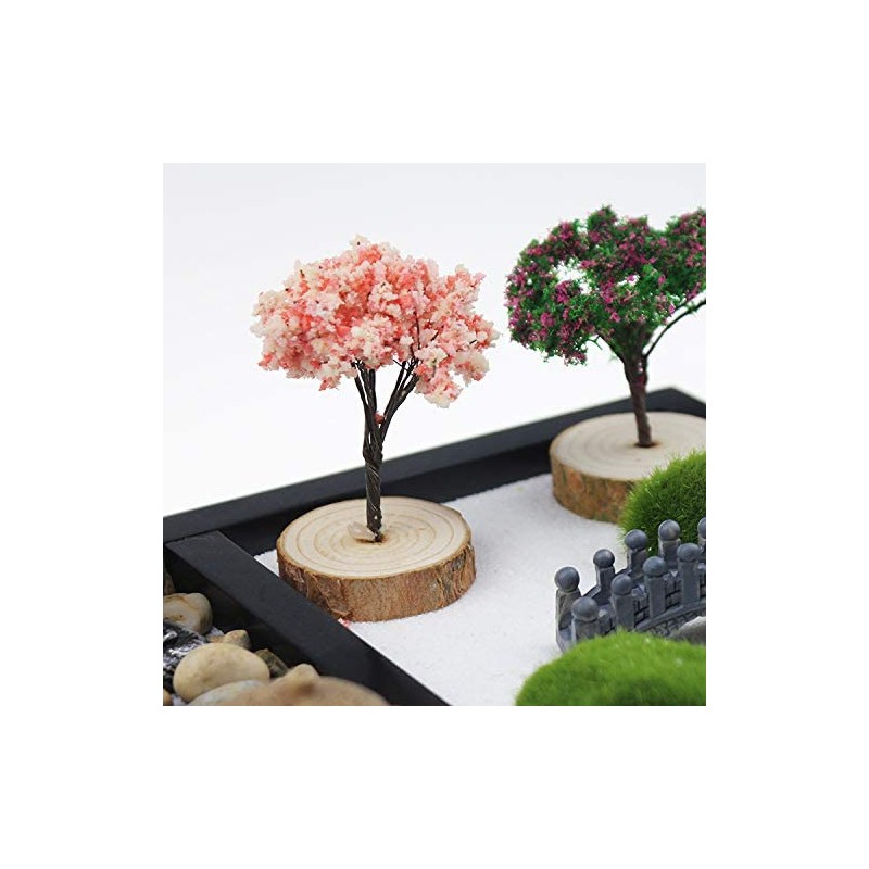 ZEN&TAO Japanese Zen Garden, Black Tray with Two Trees, Two