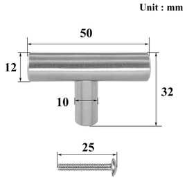 Drenky Furniture Knobs, Cabinet Knobs, Brushed Stainless Steel with Screw, Vintage Cabinet Handles for Drawer, Dresser, Furniture, Kitchen, Home Decoration, Pack of 4