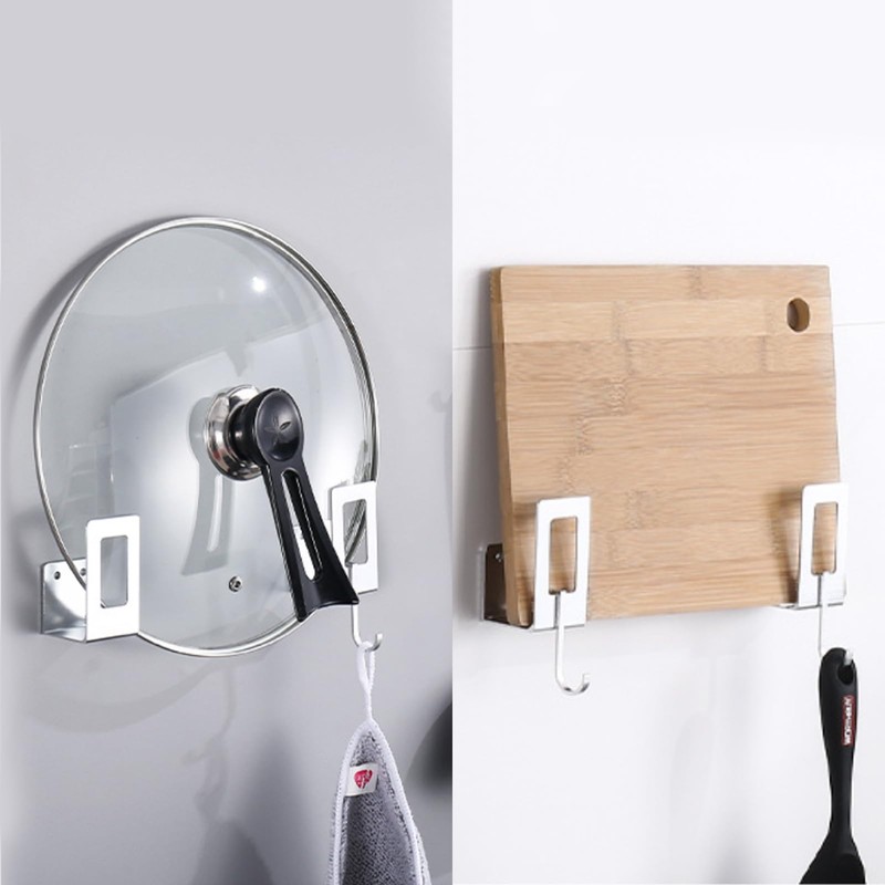 MY MIRONEY 4PCS Pot Lid Holder with Hook, Aluminum Pan