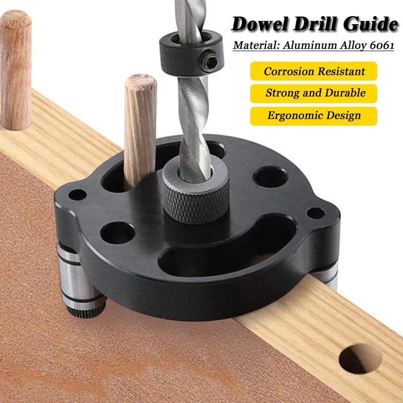 Mesee Dowel Drill Guide, Vertical Pocket Hole Jig Kit 3-Hole