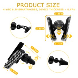 Bling Car Phone Holder, Universal 360° Adjustable, Crystal Auto Car Stand Phone Holder Accessories, Suitable For Women Beautiful Fashion Car Interior Air Conditioning Outlet And Dashboard (Silver)