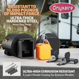 Trailer Hitch Lock for 2-5/16" and 2" Coupler (Upgrade 2025), Heavy Duty Anti-Theft Trailer Lock, Ultra-Thick Solid Steel, Pry-Resistant Brass Locking Core, Trailer Coupler Lock for RV, Trailer, Boat