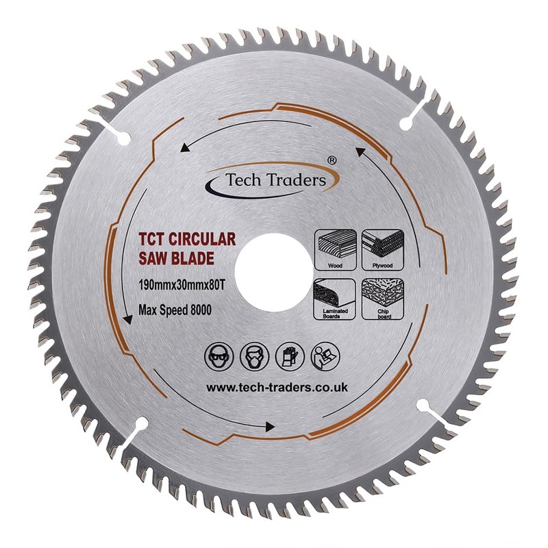 TCT1903080T Tech Traders TCT Circular Wood Saw Blade 190mm x