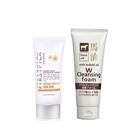Non-sticky Sun Sun Block Cream Horse Oil Cleansing Foam How to Remove Mild Sun+Double Wash Foam / 끈적임없는 선 썬 블록 크림 마유 클렌징 폼 지우는법 마일드선+더블워시폼