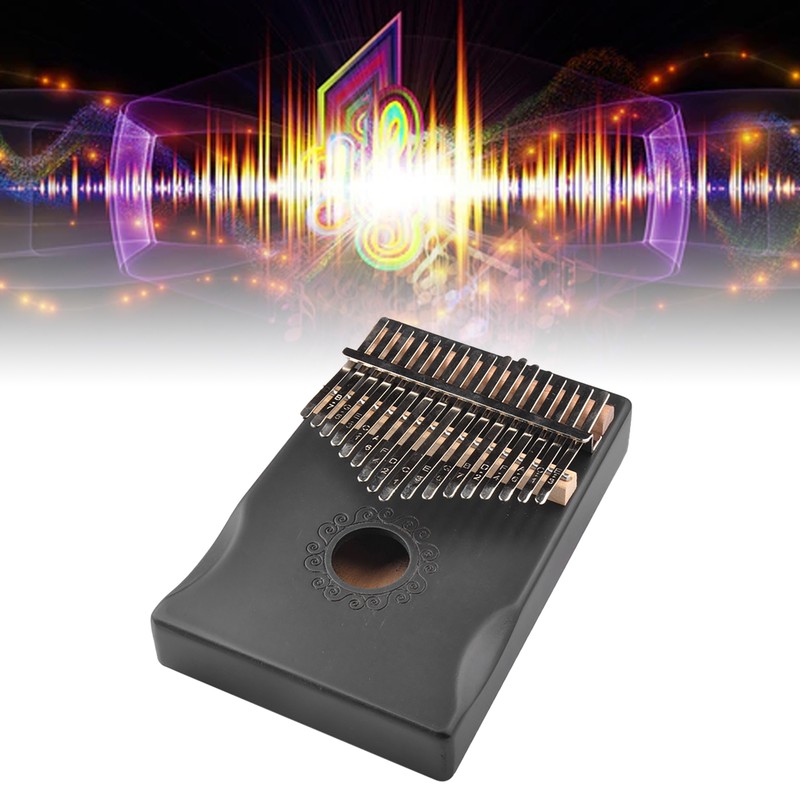 Black 17 Key Kalimba with Tuning Wrench Portable Interesting Wooden