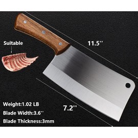 ZENG JIA DAO Meat Cleaver - 7'' Heavy Duty Butcher Knife Meat Chopper Bone Cutting Knife - High Carbon German Stainless Steel - Pearwood Handle for Home Kitchen and Restaurant 2025 Gifts