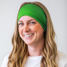 Kenz Laurenz Performance Headband Moisture Wicking Athletic Sports Head Band Wide Head Band Sweatband - Workout, Soccer, Softball, Basketball (Green)