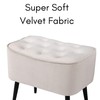 BIRDROCK HOME Tufted Curve Ottoman Velvet Foot Stool - Upholstered