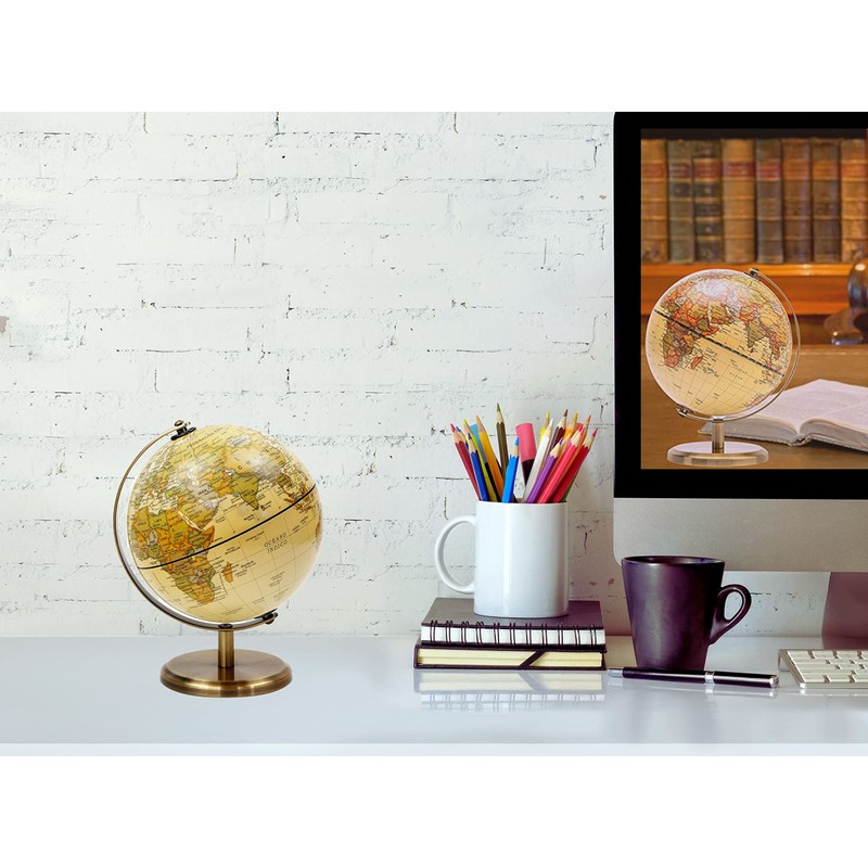 Exerz 14 cm Antique Globe Spanish Map - Metal Base