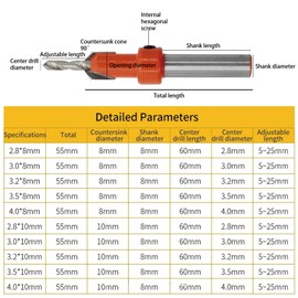 Leliafleury Countersink Drill Bit 3mm x 8mm HSS Drill Bit Woodworking Chamfer Screws Hole Drills Bit Tapered Drill Bit for Wood Plastic Drilling Holes