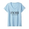 Womens Fiori Flowers modern fleuriste moderne fleuriste Italian V-Neck T-Shirt