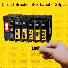 Ka'Dee Simply Beyouful 129 Circuit Breaker Box Labels Conspicuous Identification Weatherproof Fuse Box Stickers