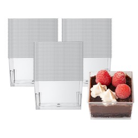 Restaurantware-Mini Serve 5 Ounce Plastic Dessert Cups, 25 Disposable Round Serving Cups - Lids Sold Separately, Stackable, Clear Plastic Parfait Containers, Durable, For Ice Cream, And Sorbet